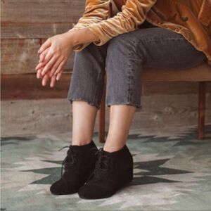 Toms Black Suede Wedges Booties